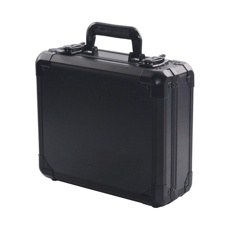 Estuche rígido de aluminio con contraseñas, caja de herramientas, maletín negro y plateado