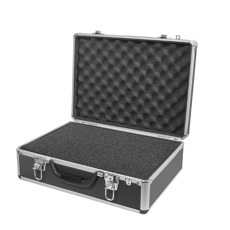 Maletín de aluminio de tamaño personalizado, caja rígida de aluminio con espuma