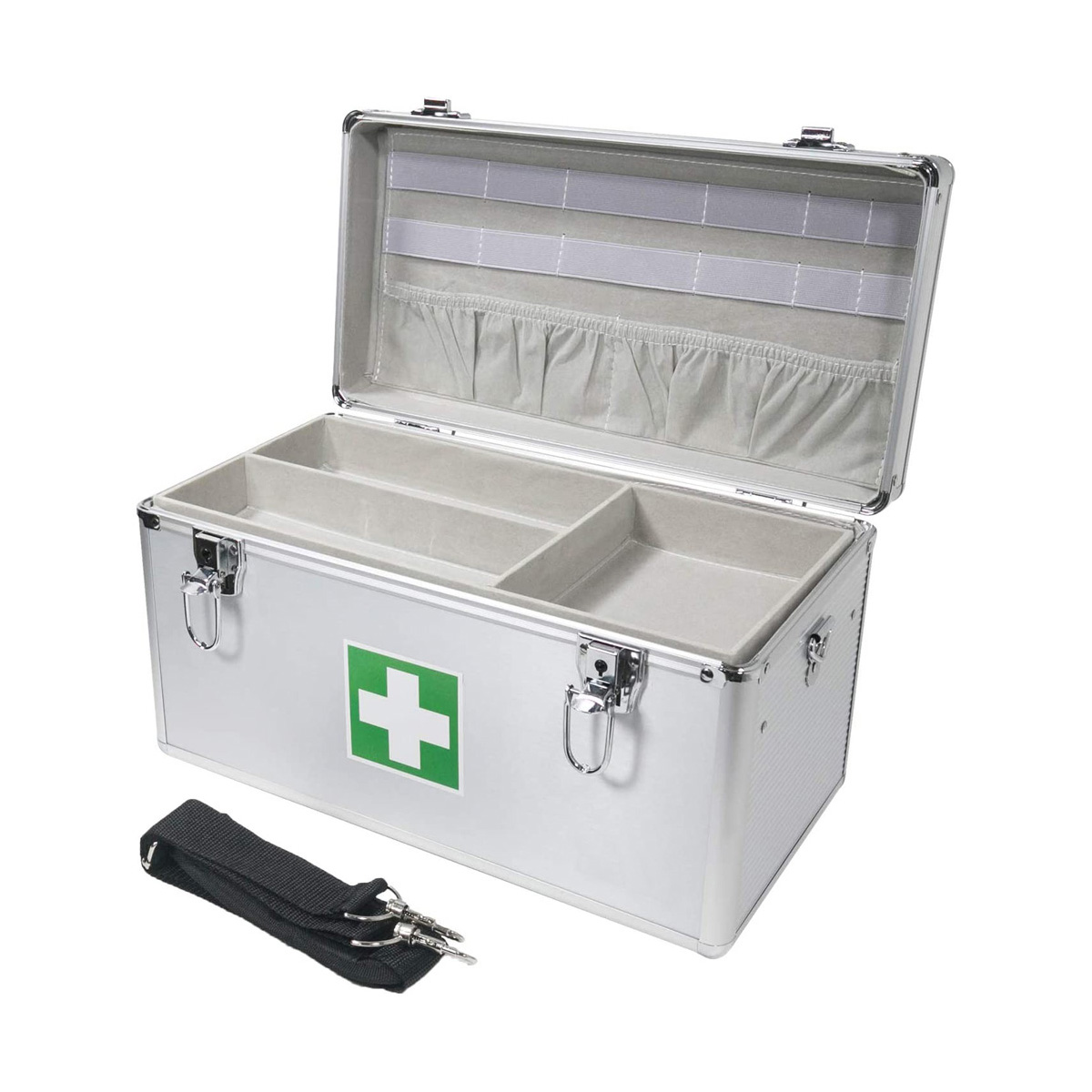 Estuche de primeros auxilios de aluminio, caja médica