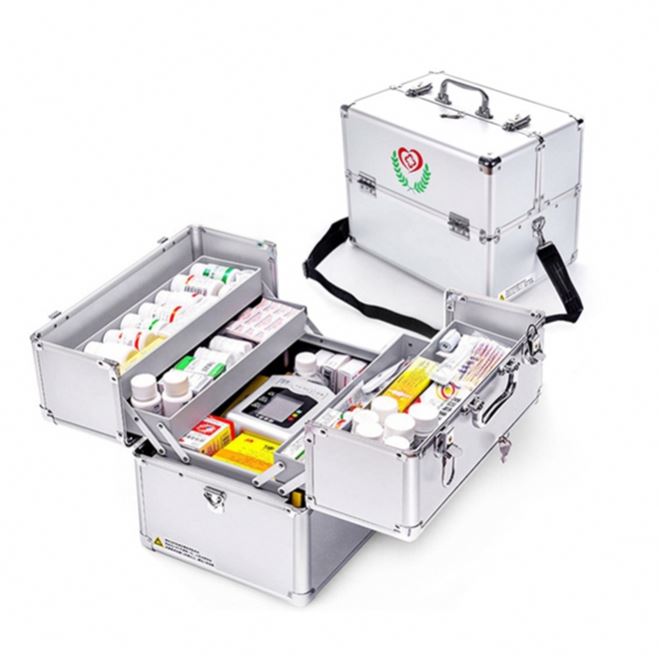 Estuche médico de aluminio para almacenamiento, estuche de primeros auxilios de emergencia