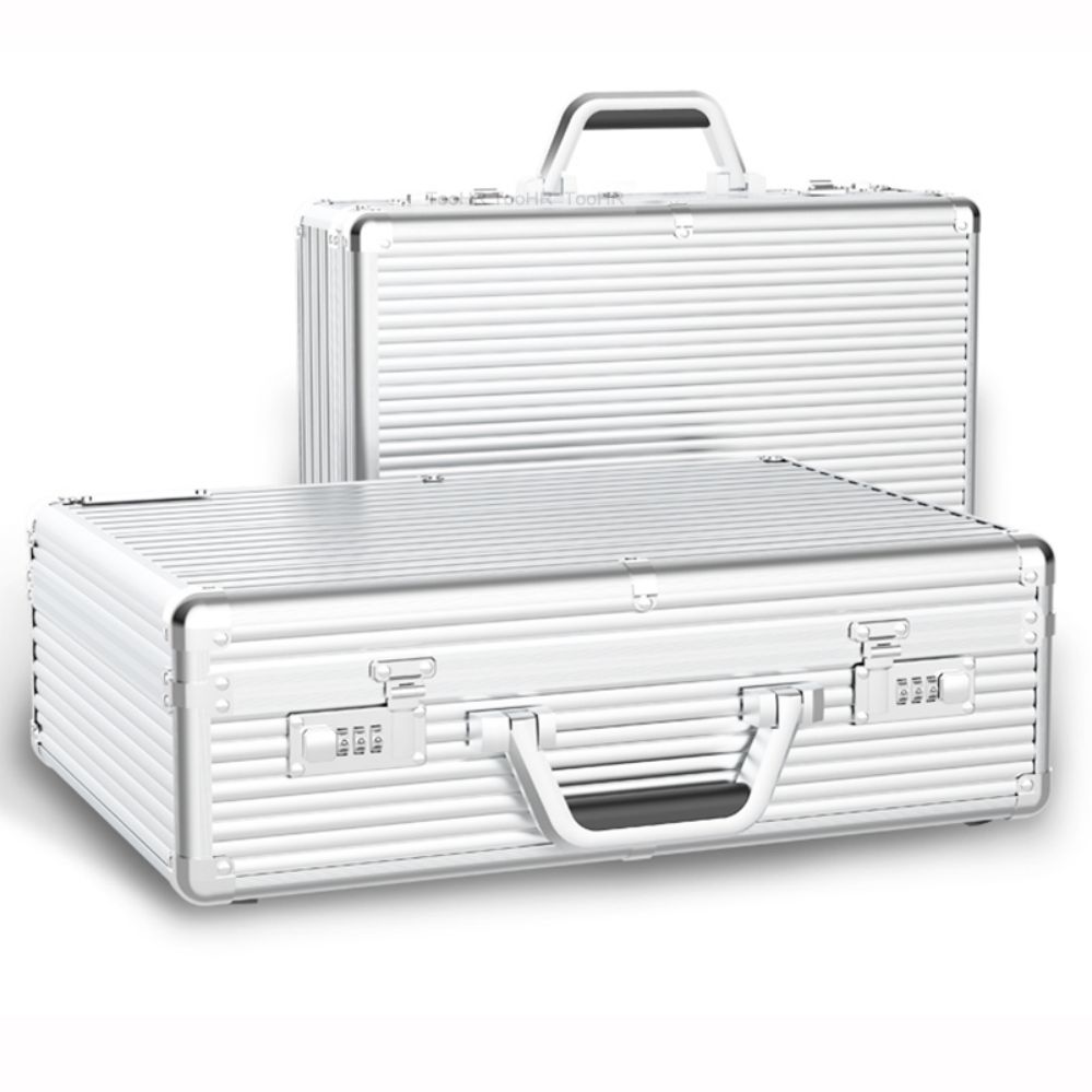 Caja de almacenamiento de lentes de cámara de aluminio, maletín con cerradura de contraseña