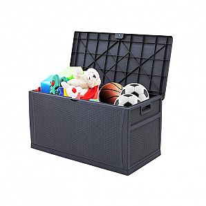 Caja de almacenamiento para patio de 120 galones, color gris, 460 l