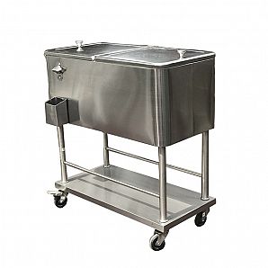 Carrito refrigerador rodante para patio de acero inoxidable de 80 cuartos de galón