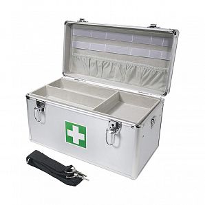 Estuche de primeros auxilios de aluminio, caja médica