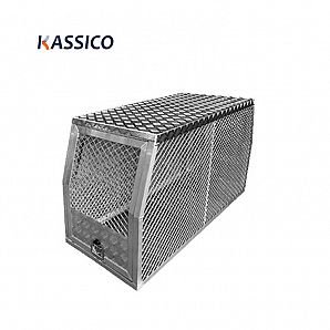 Jaula de aluminio para perros con toldo para camioneta
