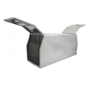 Caja de herramientas con bandeja de aluminio para un solo perro, ideal para camionetas, UTV, camiones y remolques.