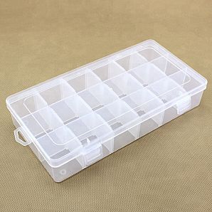 Caja de almacenamiento transparente de 18 rejillas