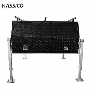 Caja de herramientas de aluminio para UTE con cubierta pintada de negro