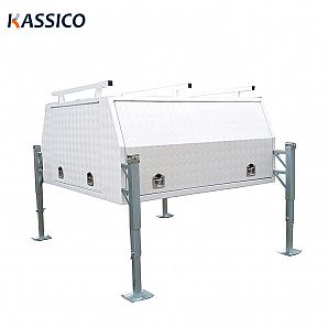 Caja de herramientas de aluminio para camioneta UTE con patas de apoyo
