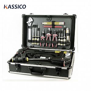 Caja de herramientas de aluminio con divisor y paleta de herramientas