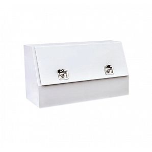 Caja de herramientas para camión de almacenamiento de metal blanco con 2 asas y cerradura en "T"