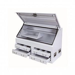 Caja de herramientas para camioneta de acero impermeable de metal blanco